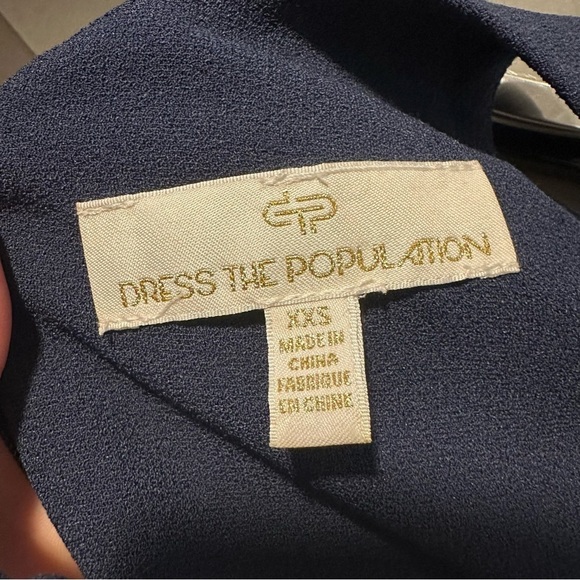 New Dress the Population Iris long midnight blue V-neck Dress with leg slit navy - Picture 13 of 13